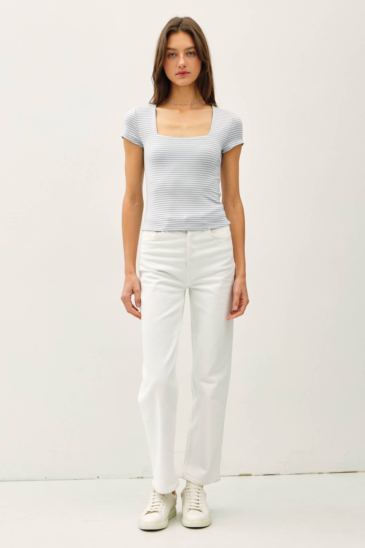 Be Cool - Wholesale Knit Top - Women's - ULTRA SOFT DOUBLE LINED STRIPED SQUARE NECK TOP 1