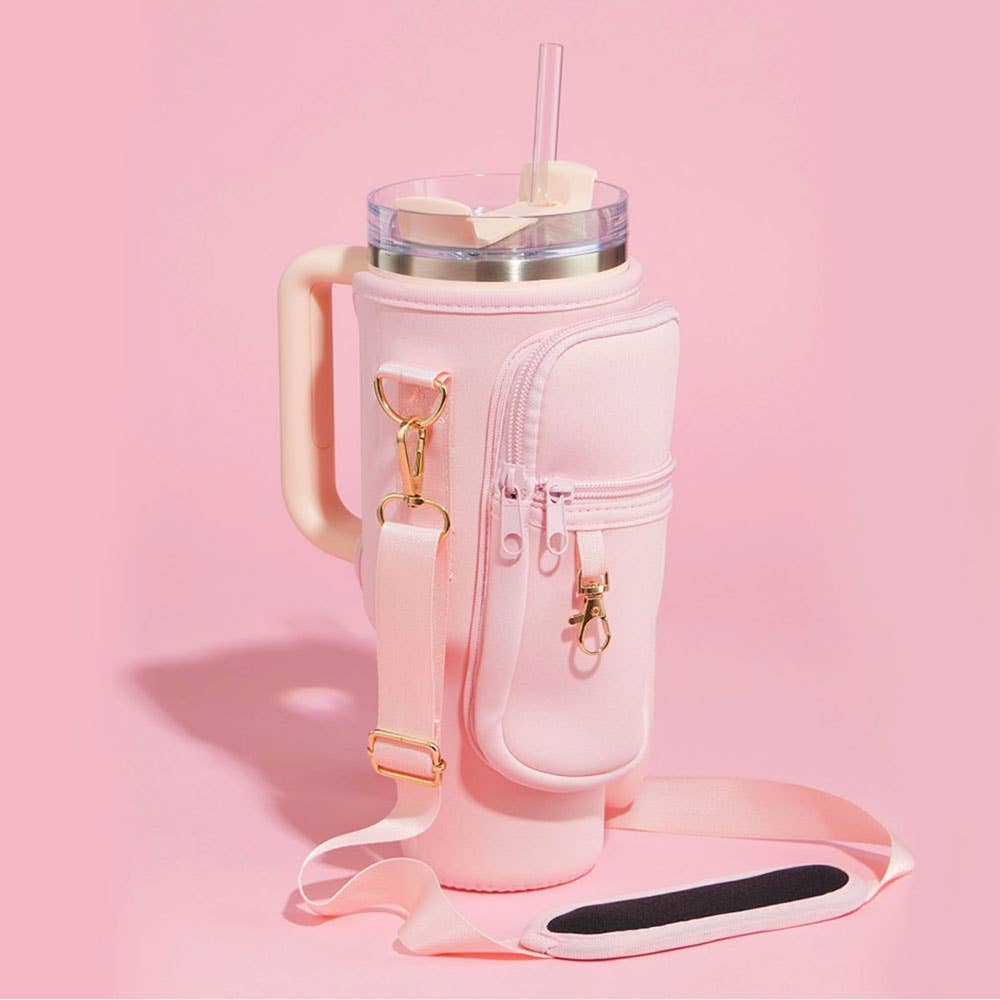 Sensibling Corp. - Wholesale Insulated Mug/Tumbler - Solid Tumbler Carrier Holder Geometric Pattern Strap Crossbody Bag10