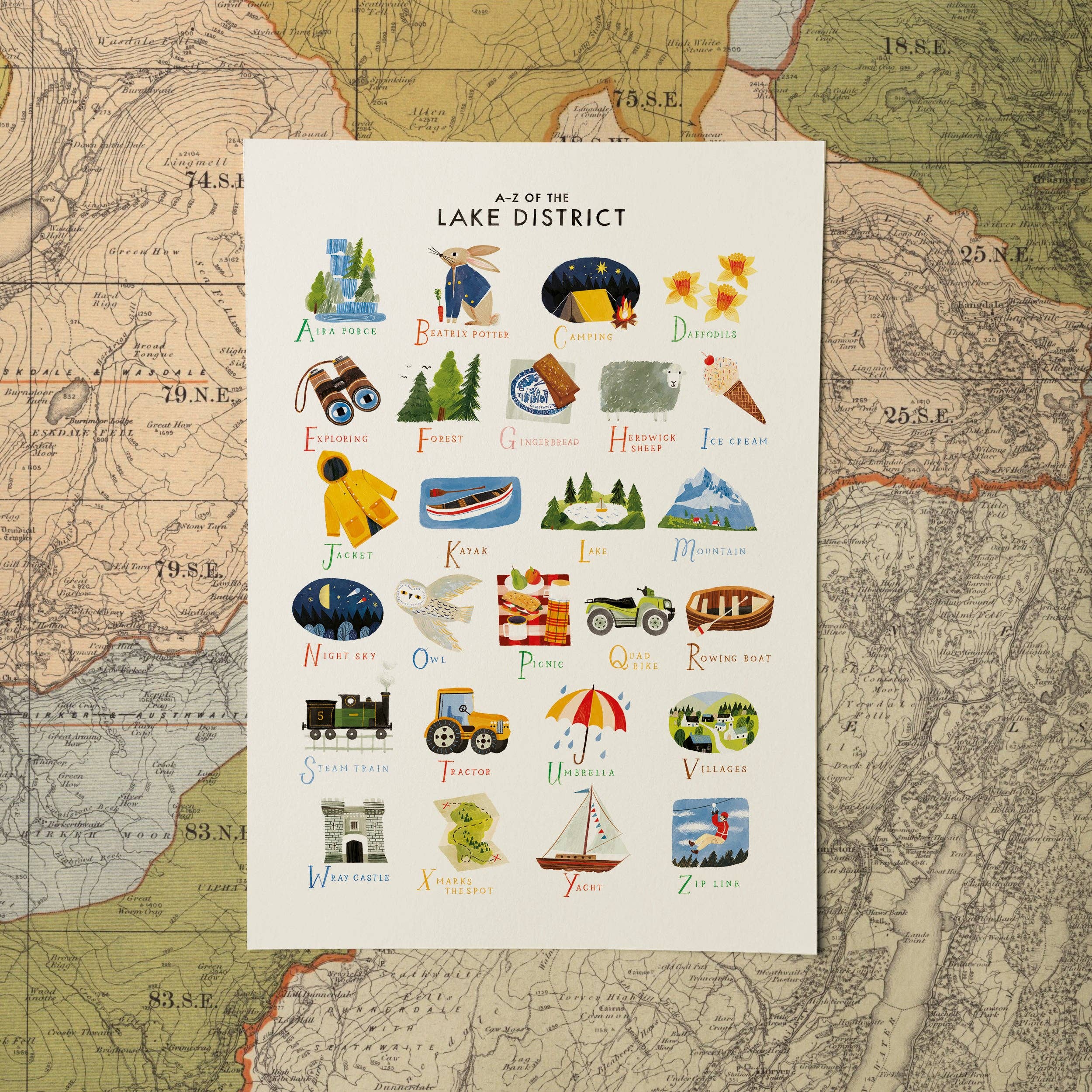 Oldfield Design Co – wholesale Art print – A-Z Lake District A3 Print1
