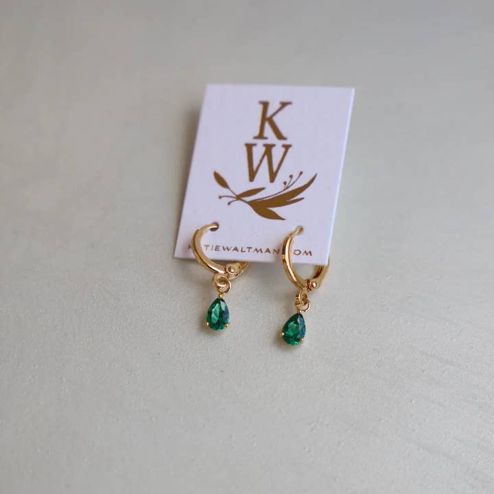 Katie Waltman Jewelry - Wholesale Huggie Earrings - BIRTHSTONE TEARDROP HUGGIE EARRINGS