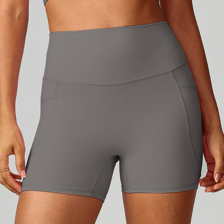 Sodalemon - Wholesale Athletic Shorts - Women's - Women High-Waist Quick-Dry Pocket Yoga Shorts6