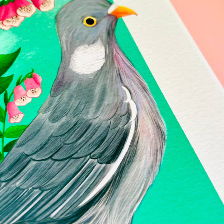 Pixiecraft - Wholesale Art Print - Wood Pigeon Art Print- British Wildlife Illustration5