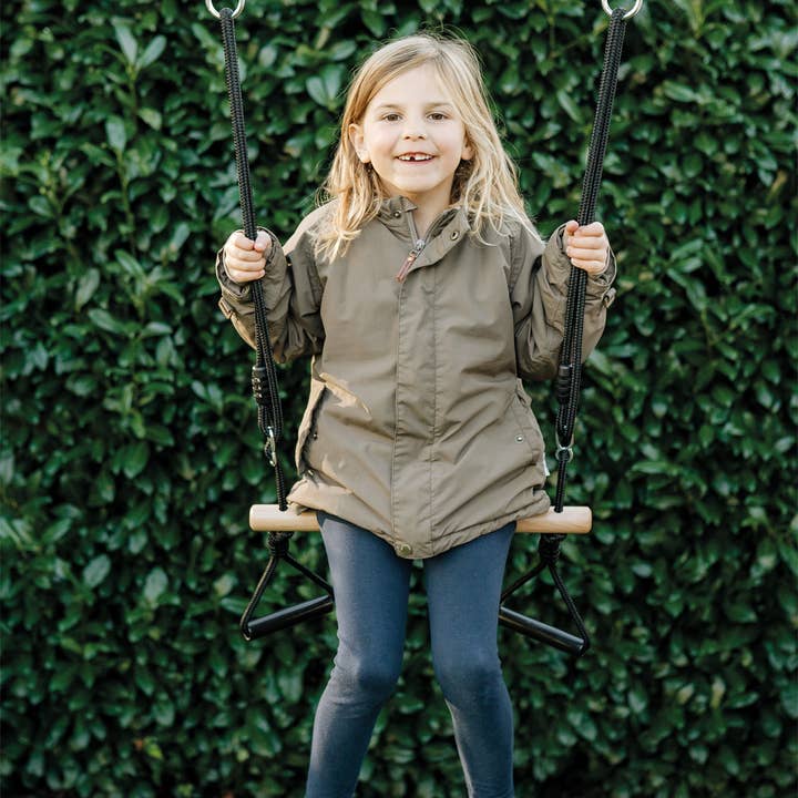 small foot - Wholesale Wood Toy - Kids - Trapezoid swing with gymnastic rings “Black Line” | swing | wood12