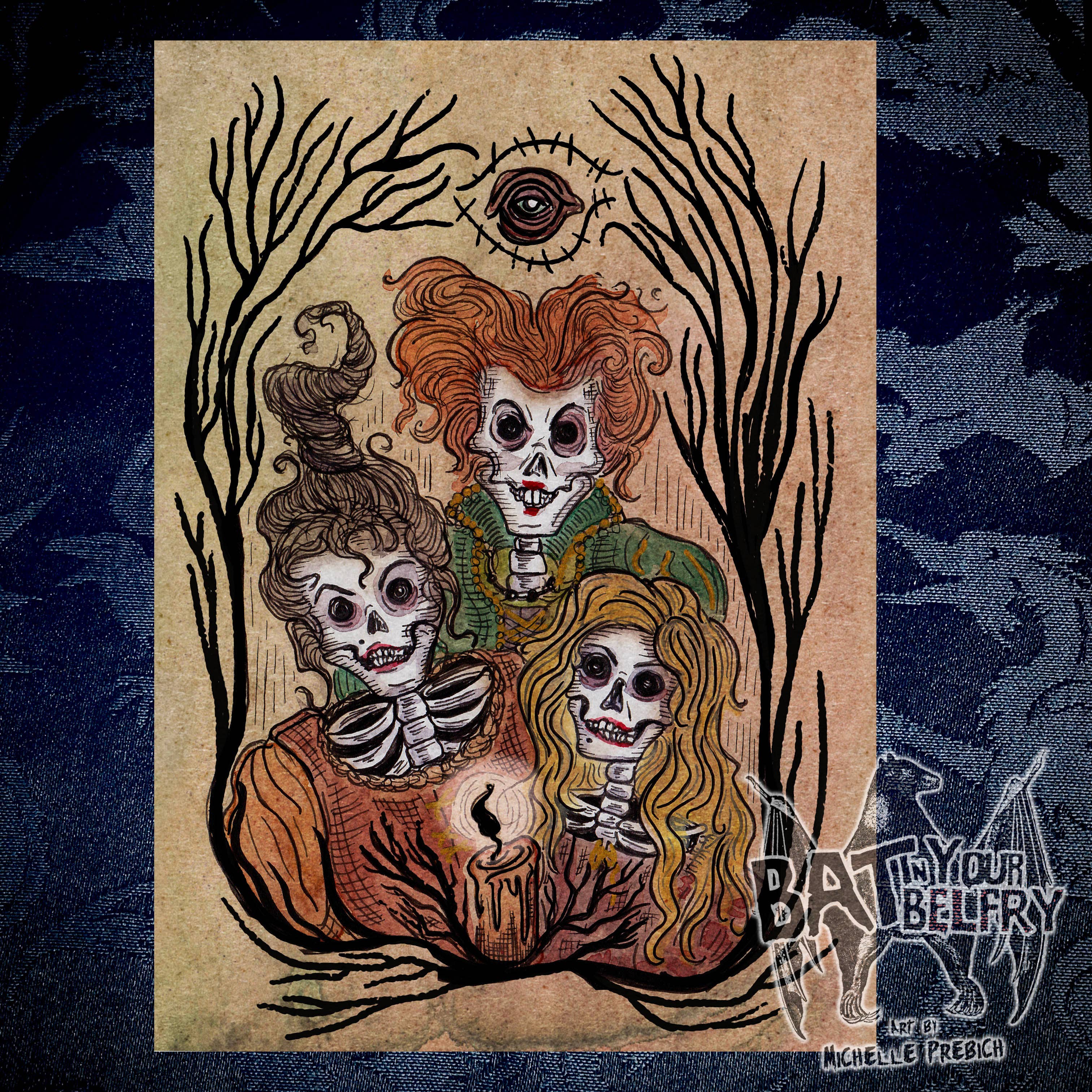 Bat In Your Belfry - Venta al por mayor Ilustración - Lámina Sanderson Sisters0