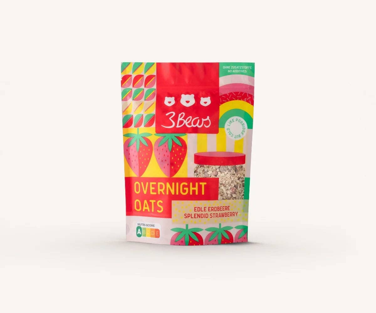 3Bears - Wholesale Oats - Overnight Oats Delicious Strawberry Vegan Breakfast 400g VE6