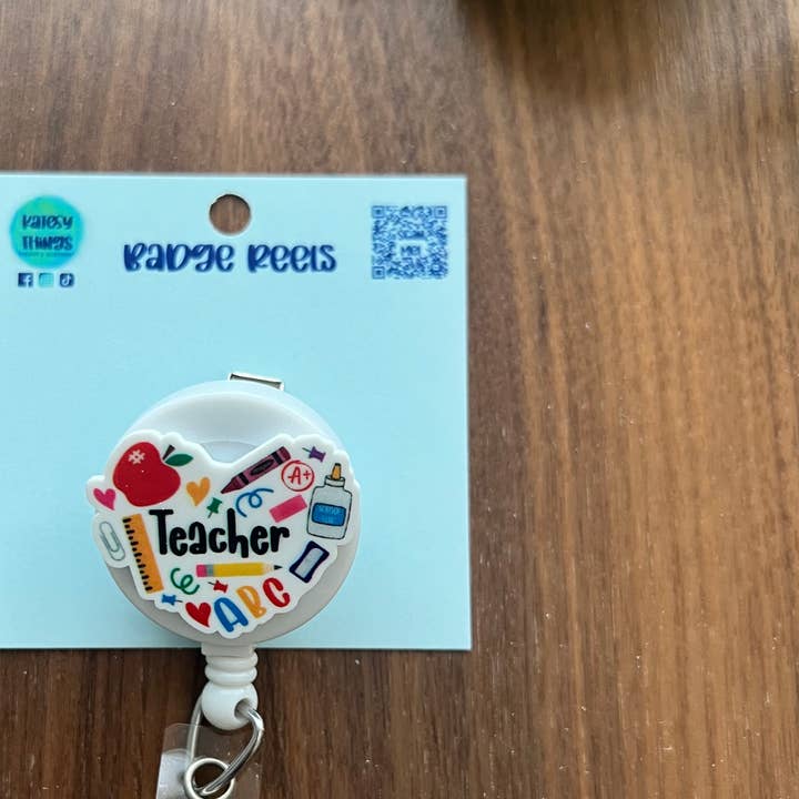 Teacher Supply Heart Badge Reel for wholesale by Katesy Things
