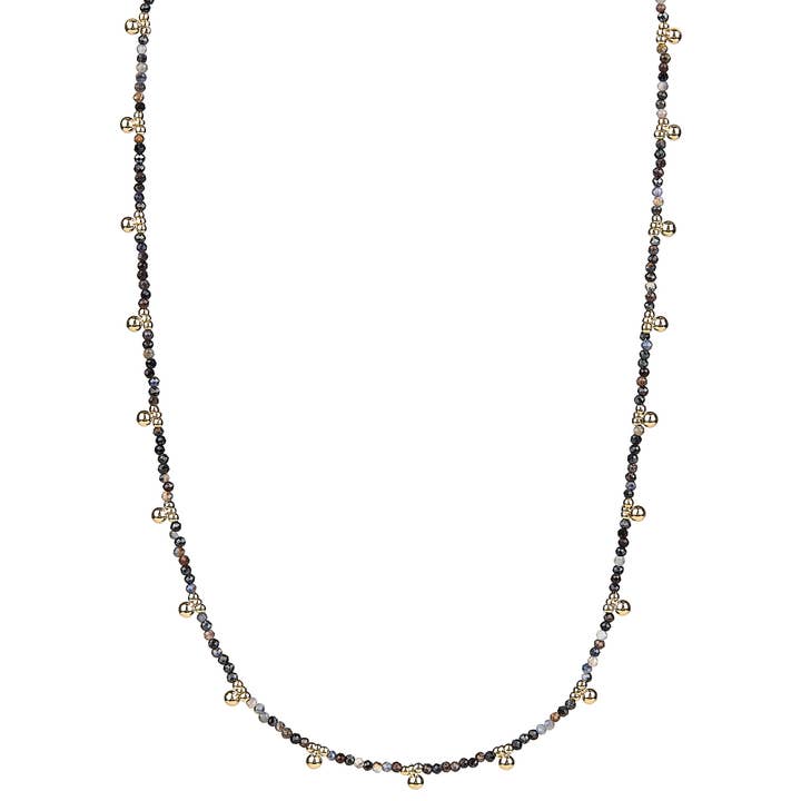 Collier à pointes rondes avec plusieurs saphirs, détail doré pour la vente par Elyssa Bass Designs