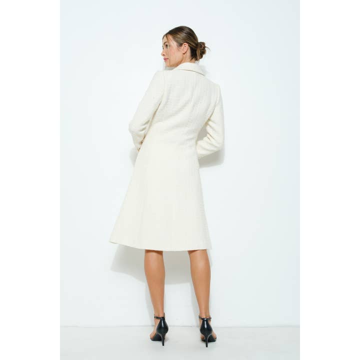 omgstyles – wholesale Rock - Dam – Guldknapp Dubbelknäppt tweed lång kappa