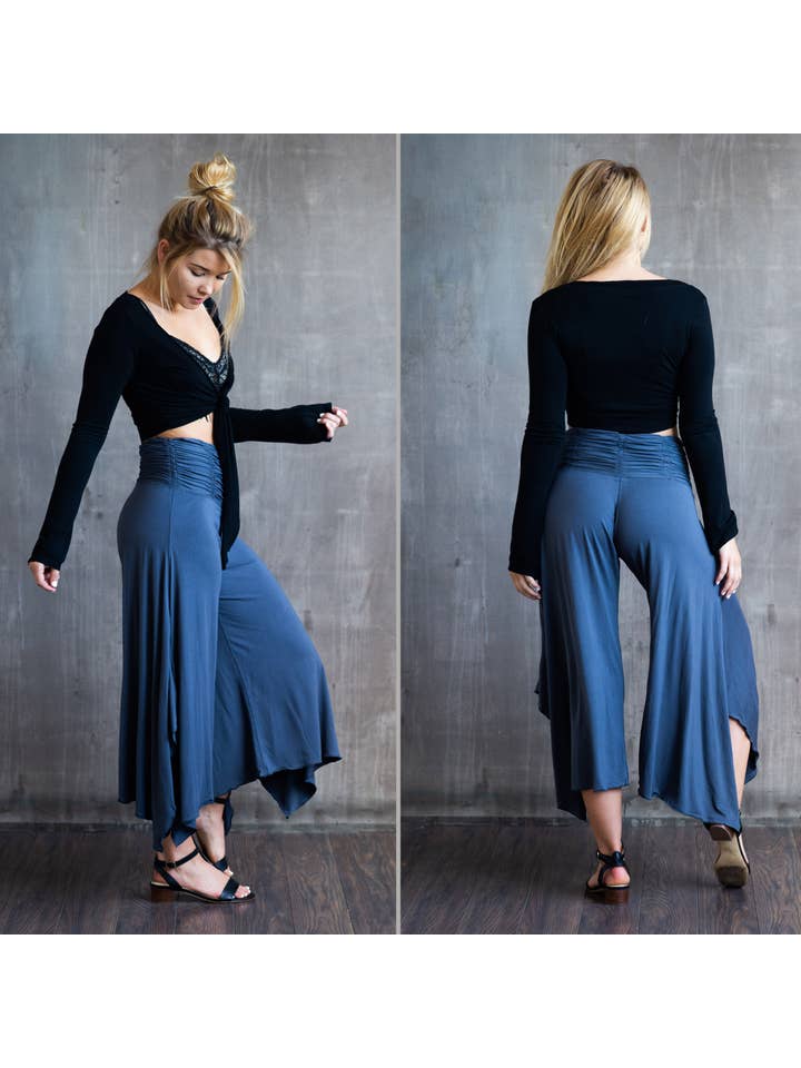 Paramita Designs - Wholesale Pants - Women's - Ruched Waistband Wide Leg Gaucho Pants11
