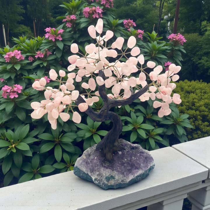 Feng Shui Money Tree - Rose Quartz, Large for wholesale by Earths Elements Wholesale