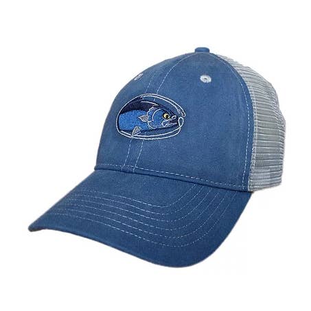 Casquette de camionneur Bluefish « Mean Eye Blue » - Bleu/gris clair pour la vente par Deep Thoughts Designs