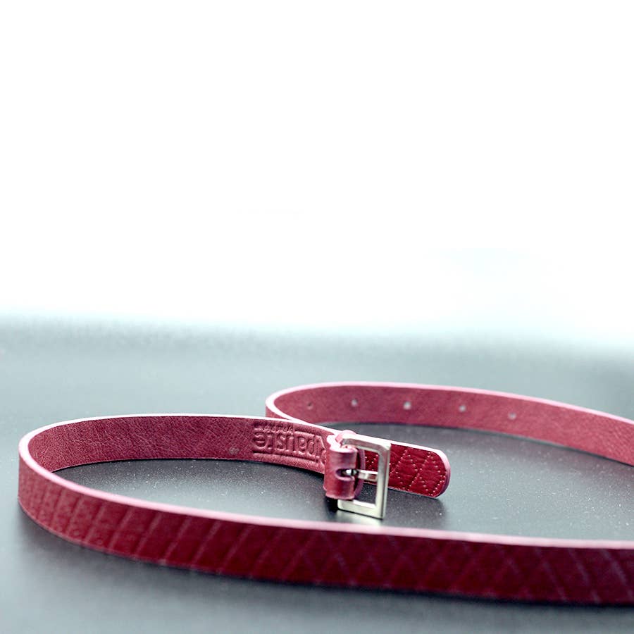 Ripauste - Wholesale Belt - Women's - Thin quilted burgundy leather belt1