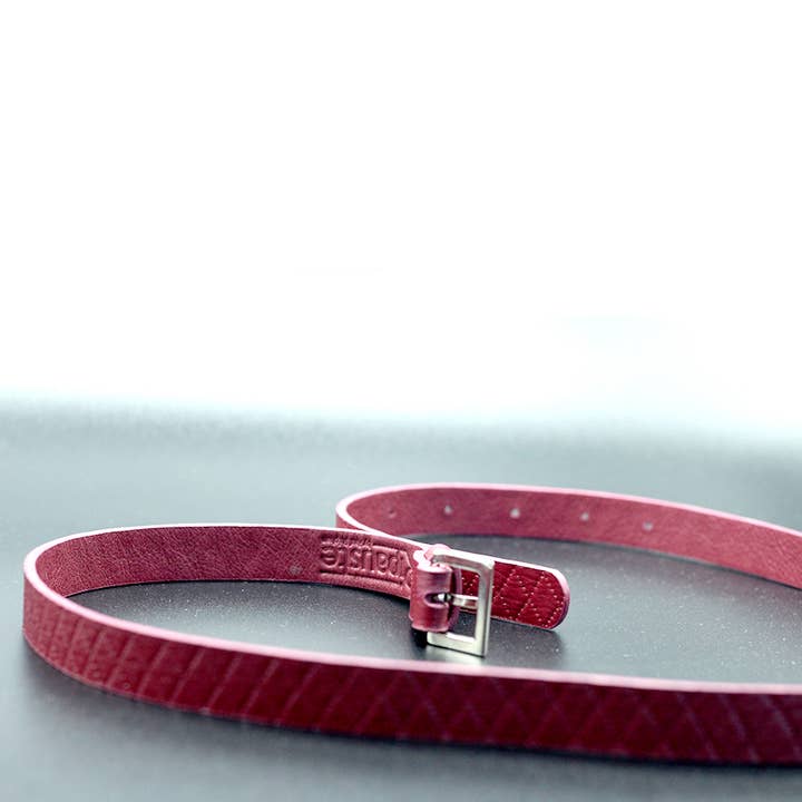 Ripauste - Wholesale Belt - Women's - Thin quilted burgundy leather belt1