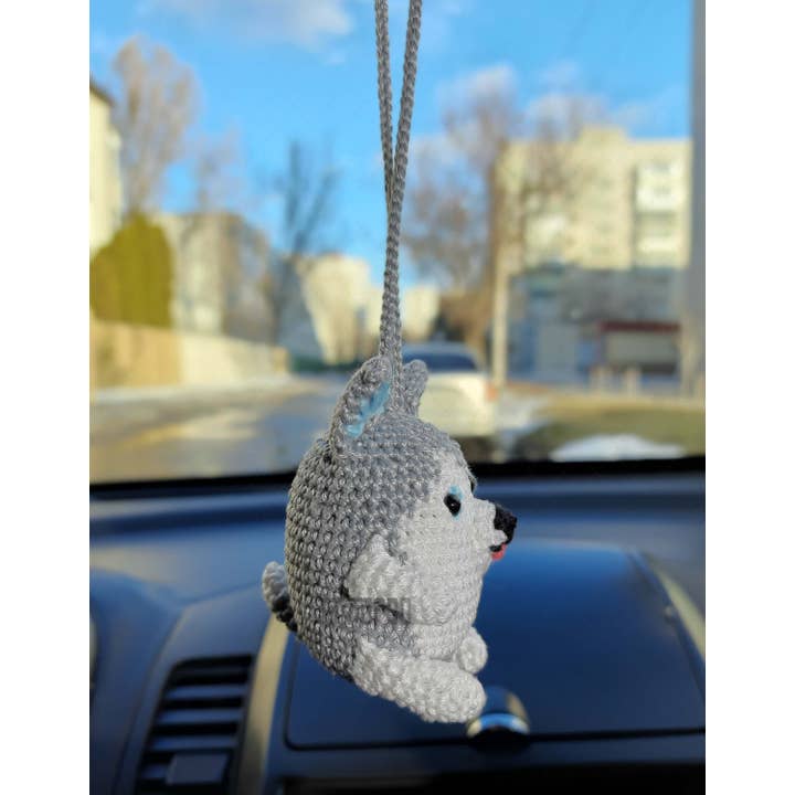 TOMOPOD LLC - Wholesale Car Decorative Charm - Unisex - Crochet Husky Car Mirror Hanging Accessories, Dog Lover Gift2