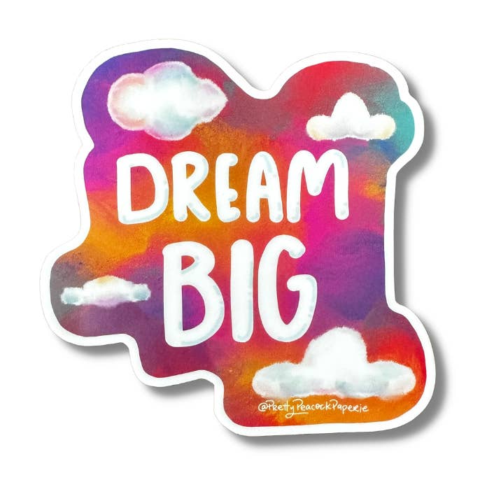 Dream Big Vinyl Sticker for wholesale by Pretty Peacock Paperie - Women's Empowerment