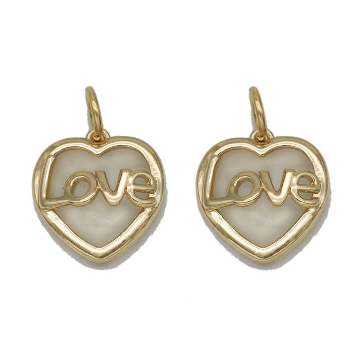 Dije Corazón Amor Nácar Dorado, Sku #ZX98 para venta al por mayor de BestBeads&Beyond