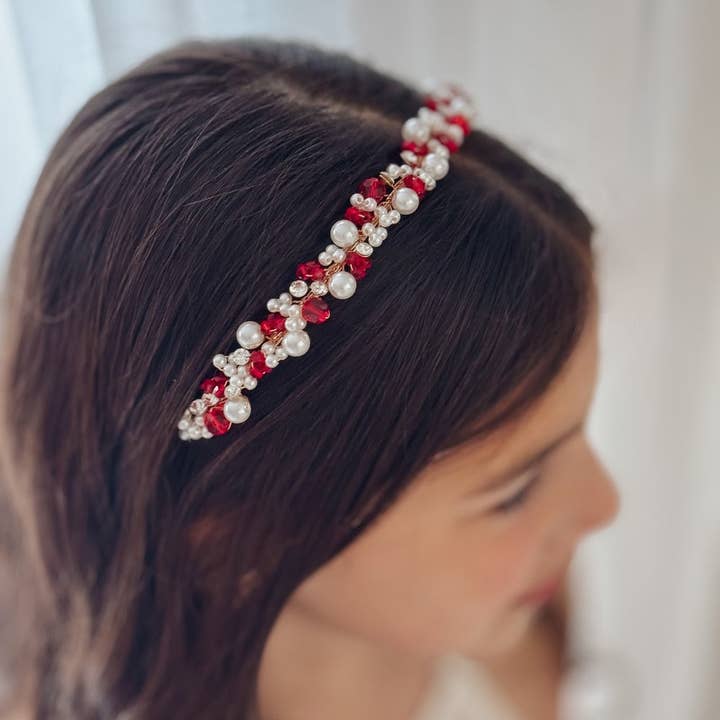 A Little Lacey - Wholesale Fashion Headband - Kids - Evelyn Girls Christmas Pearl Headband6