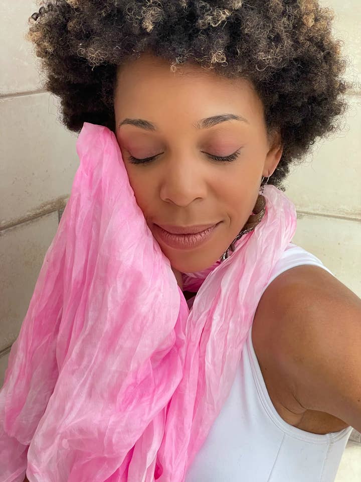 Rose Quartz Crinkled Air Silk Scarf for wholesale by Viva La Silk