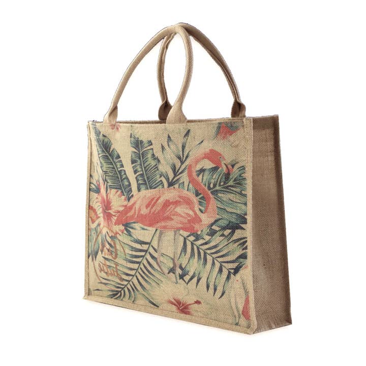 Cabas en jute Jungle Utopia pour la vente par Cutie Jutie
