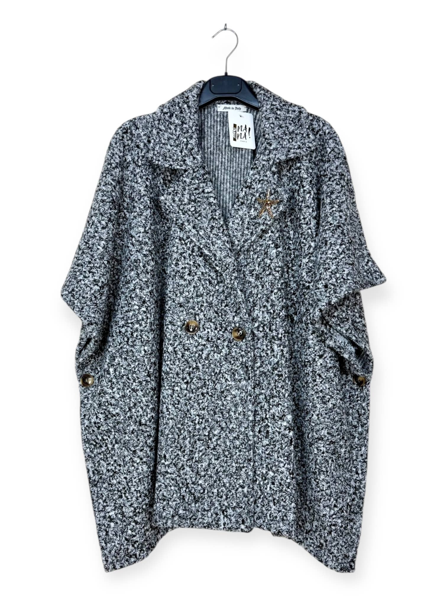 Lucky Nana - Wholesale Coat - Women's - AH 25101 - Double-Breasted Poncho Coat with Brooch12