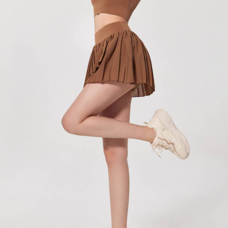 Crave by FW - Wholesale Athletic Skirt - Women's - Fashion Solid Color Double Layer Tennis Skirt4