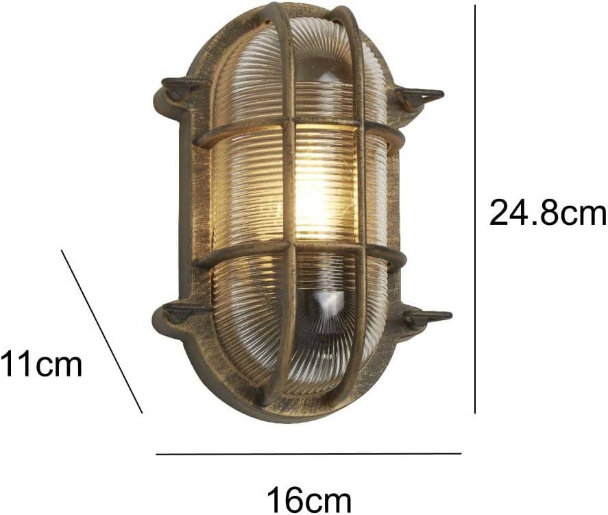 K LIVING – wholesale Outdoor/lawn light – Antique Brass Ribbed Glass Outdoor Bulkhead Oblong or Round Light3