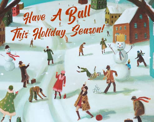 JANET HILL STUDIO - Wholesale Season's Greetings Card - The Great Snowball Fight- Box Set of 83