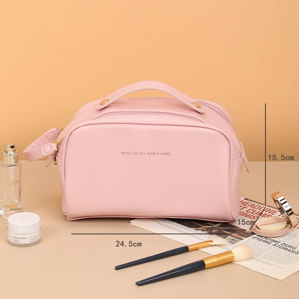 Wholesalesir - Vente Trousse de toilette – femme - Trousse de toilette imperméable de grande capacité à fermeture éclair à double couche3