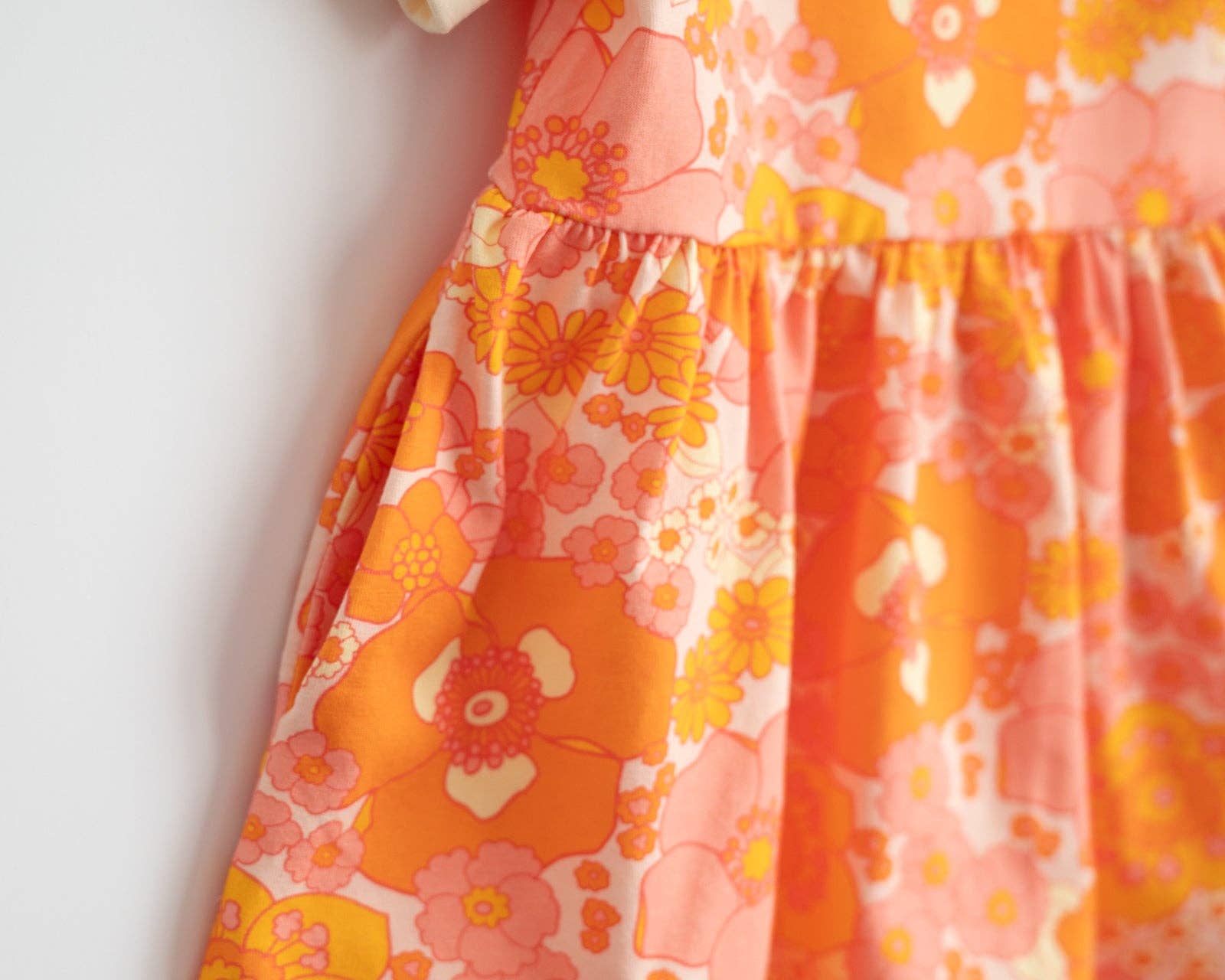 Strawberry Jam Kids - Wholesale Dress - Kids - Girls' Mod Collar Dress in Orange and Pink Flower Power 4
