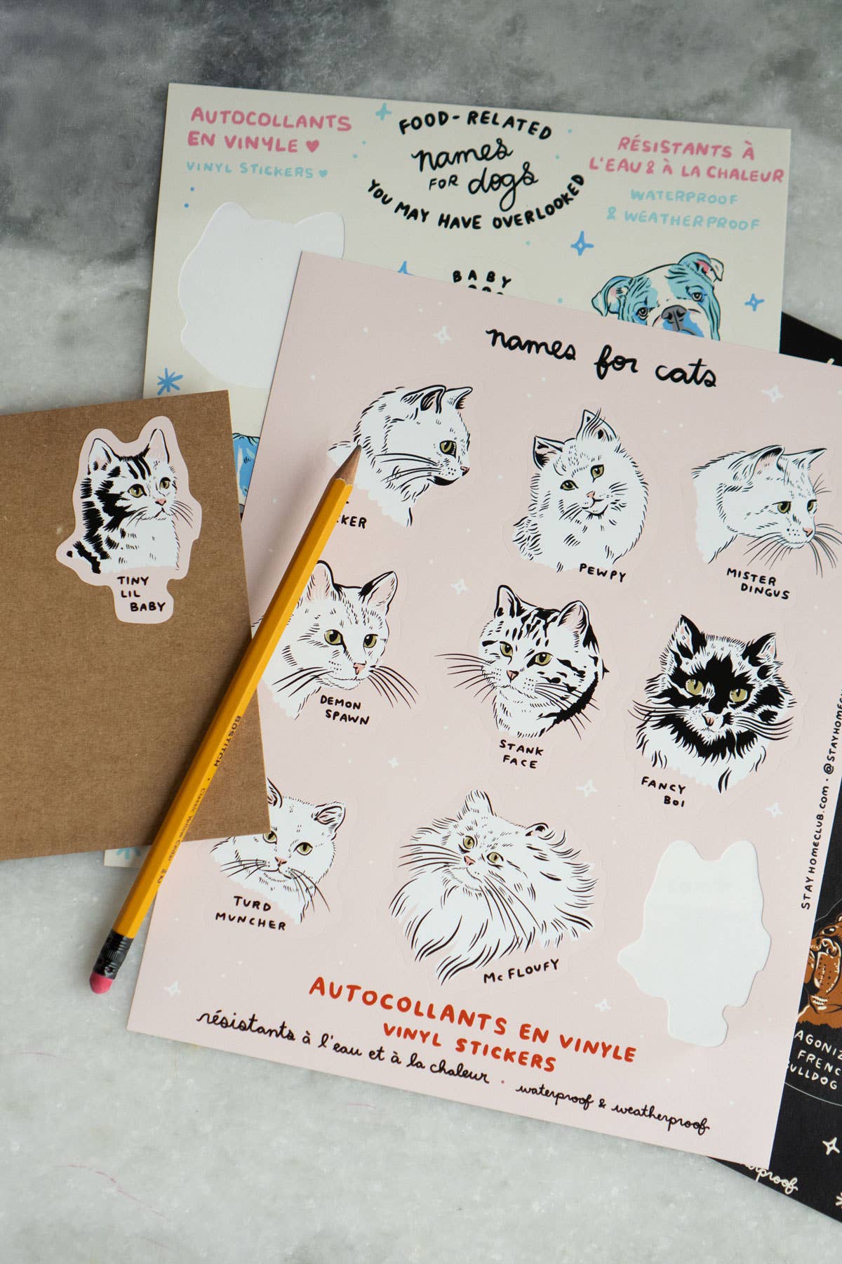 Stay Home Club – wholesale Sticker – Names for Cats Mega 8" x 10" Vinyl Sticker Sheet1