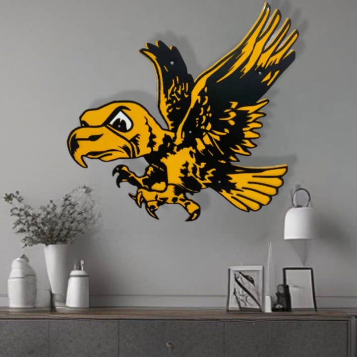 Iowa Hawkeyes Old School Flying Herky for wholesale by Premier Metal Art