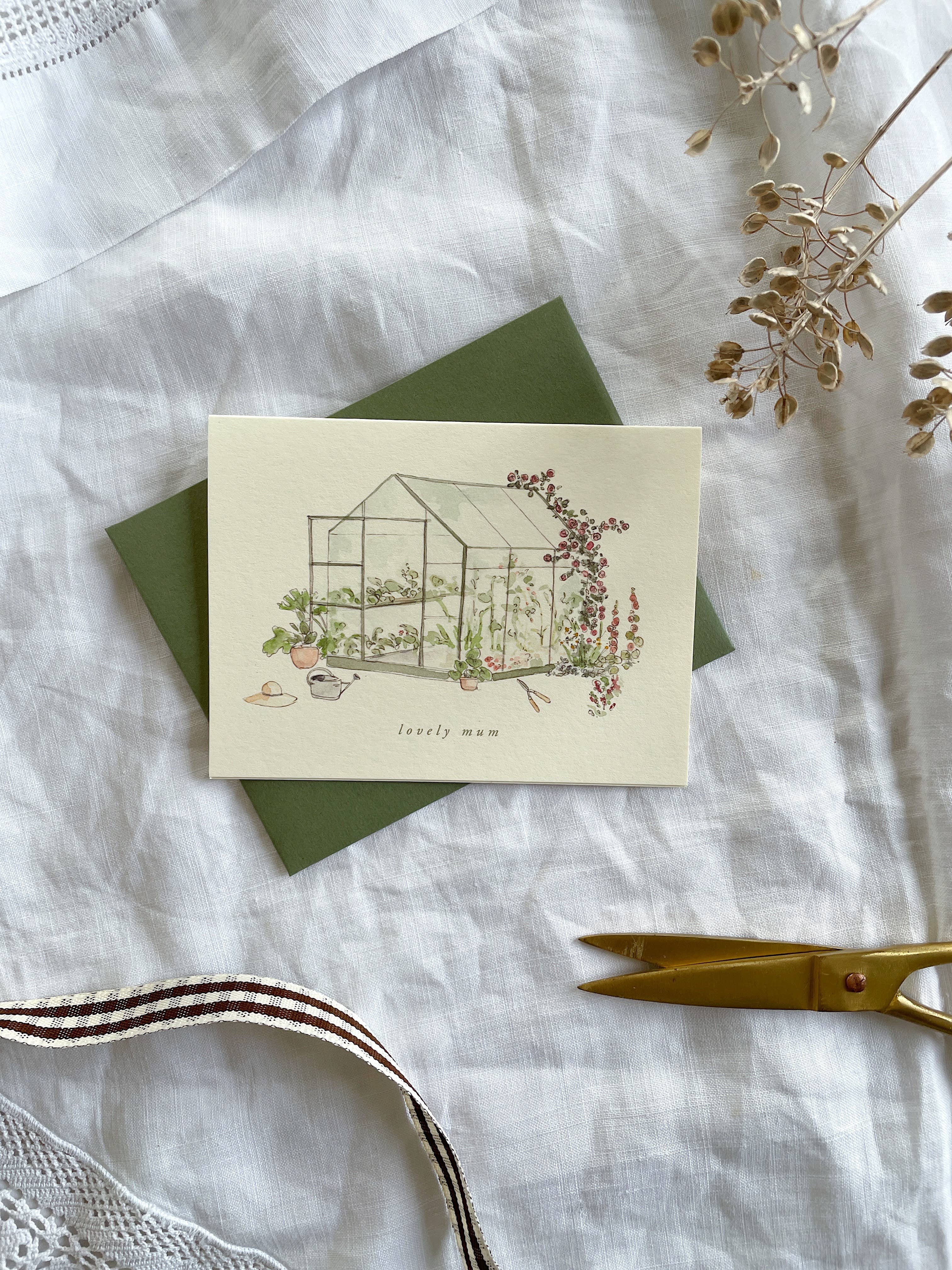 Annie Brougham Paper Goods. - Wholesale Mother's Day Card - Garden Greenhouse Petite Mother's Day Card3
