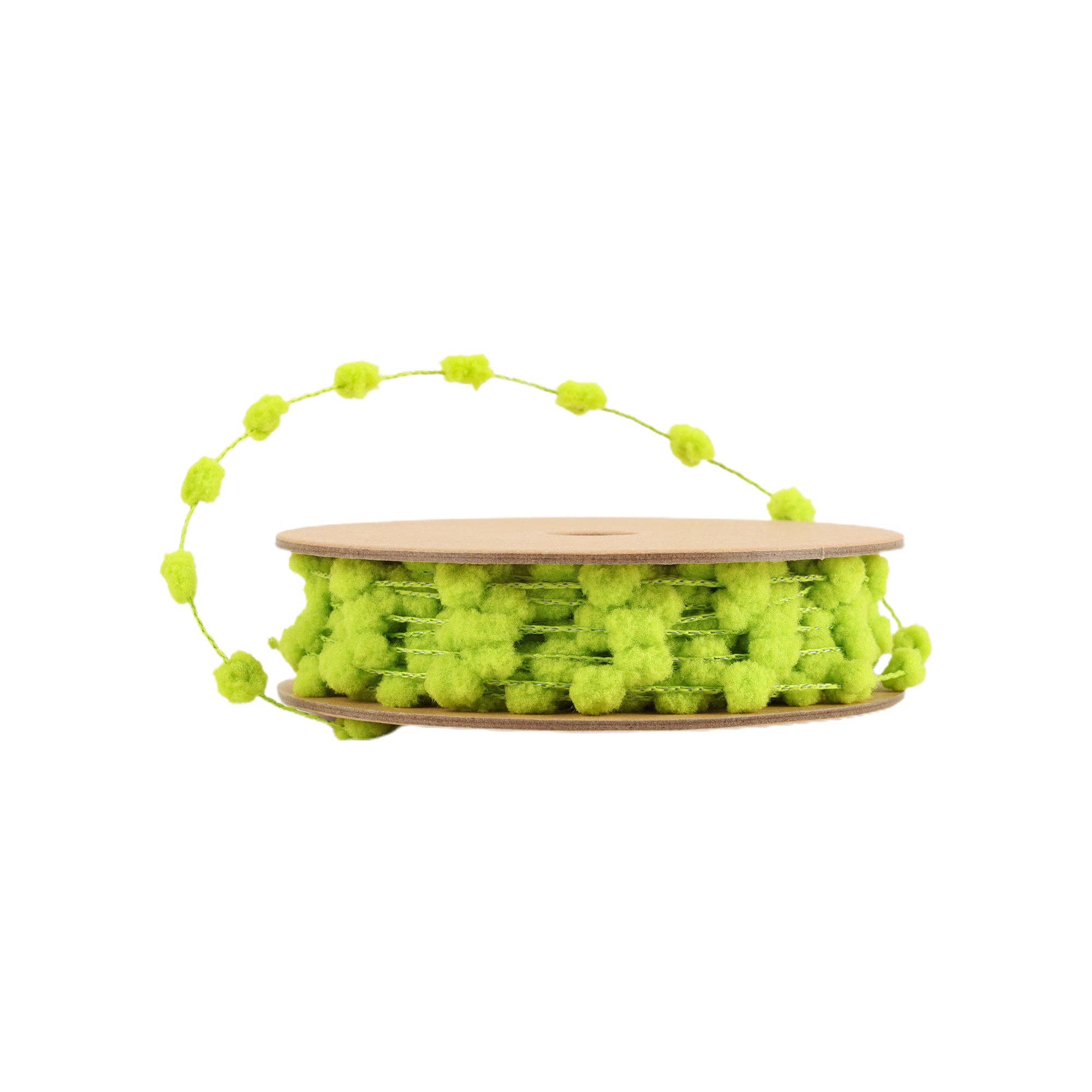 LA Ribbons Wholesale - Wholesale Pompoms - 8mm Gewaxt Pom Pom | Lime | Rol van 25 Yards
