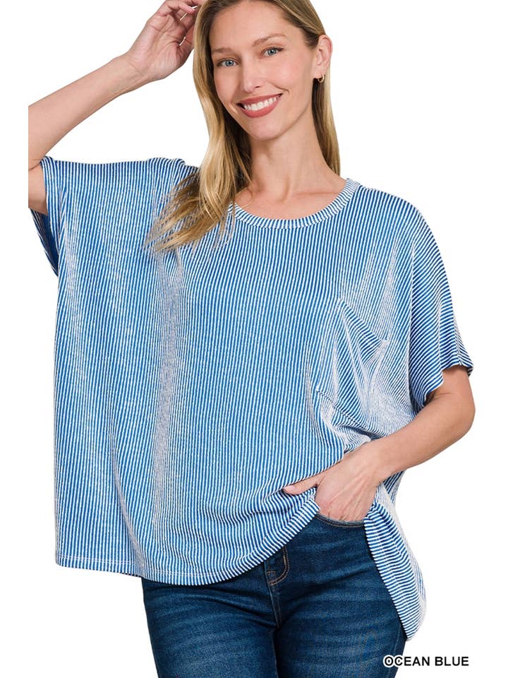 42POPS - Vente Haut en maille – femme - Haut à manches courtes surdimensionné en velours côtelé SI-2721218