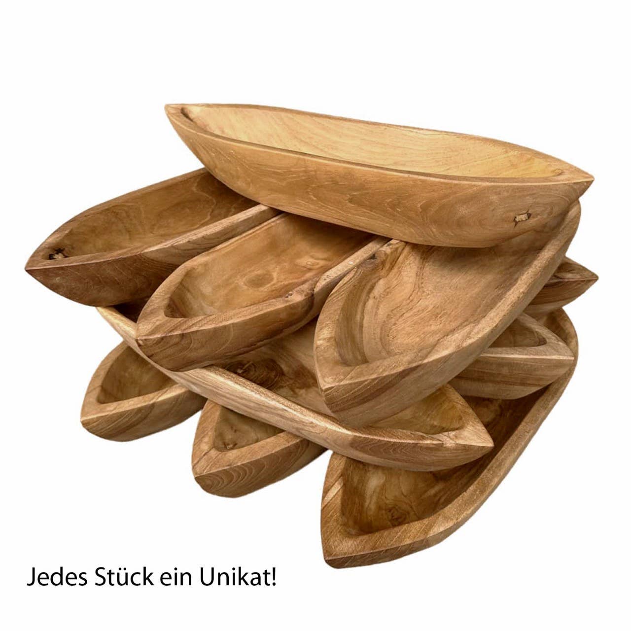 Voglrieder - Wholesale Decorative Plate/Dish/Bowl - Unique teak bowl 45X13Cm boat-shaped  5