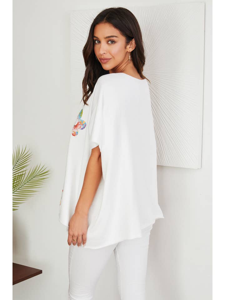 VENTI6 - Wholesale Knit Sweater - Women's - WATERCLOLOR FLOWER PATCH SWEATER (8288-FLOWER)