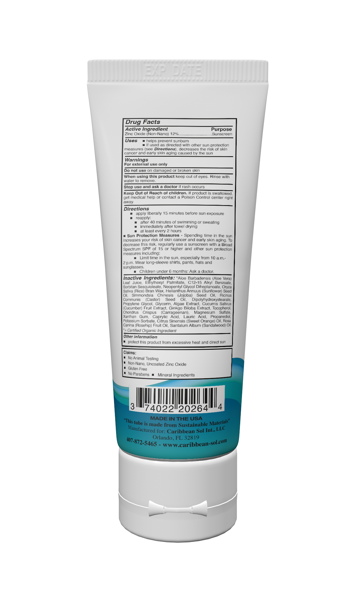 Caribbean Sol - Vente Crèmes solaires - Caribbean Sol Natural Faces Only SPF 20 - 4 oz1