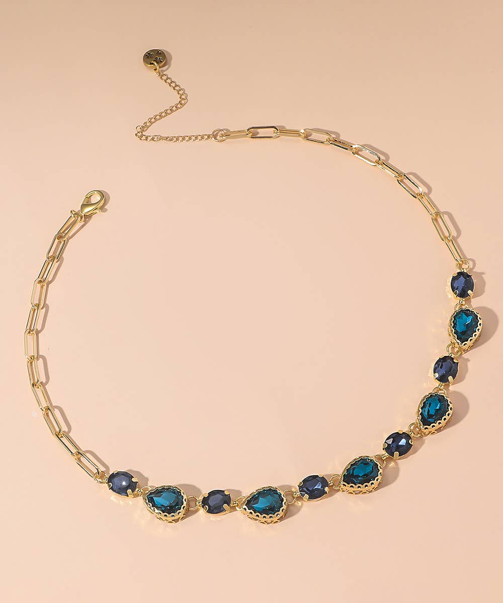 Blossom bijoux - Wholesale Halskettinghanger - Blossom bijoux ketting met kristal- en gouden metalen strass steentjes 25AHCC2030