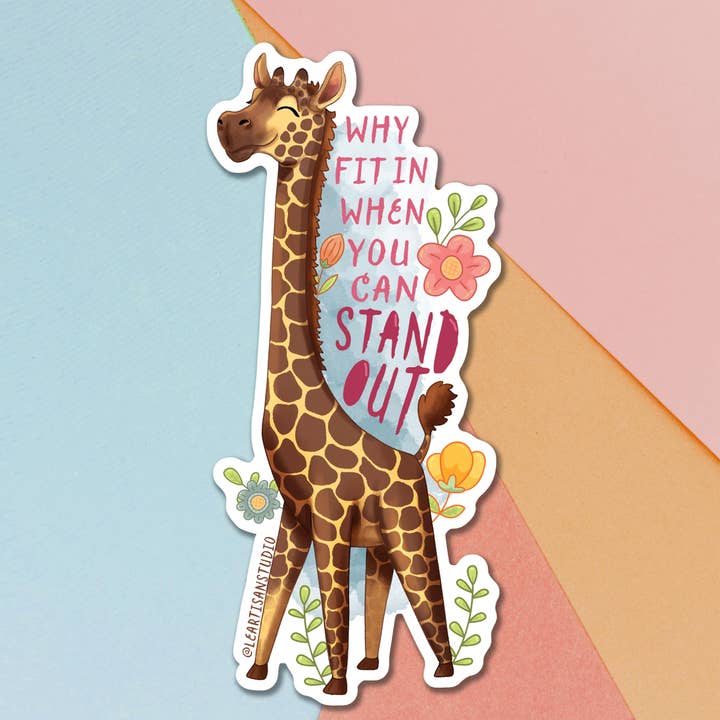 Opopvallende girafsticker voor wholesale door Cappy Trails