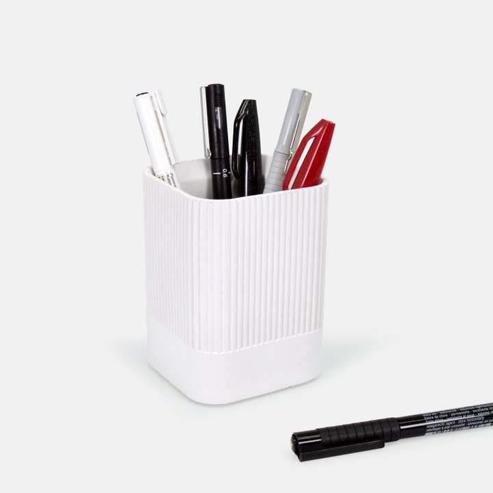 MMEP. - Wholesale Pen & Pencil Holder - Striped Concrete Pen Holder | Desk top accessories for office and home | Back to school gift