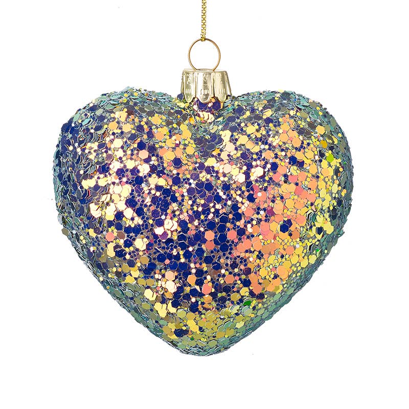 Heaven Sends – wholesale Ornament – GLITTERY GLASS HEART0