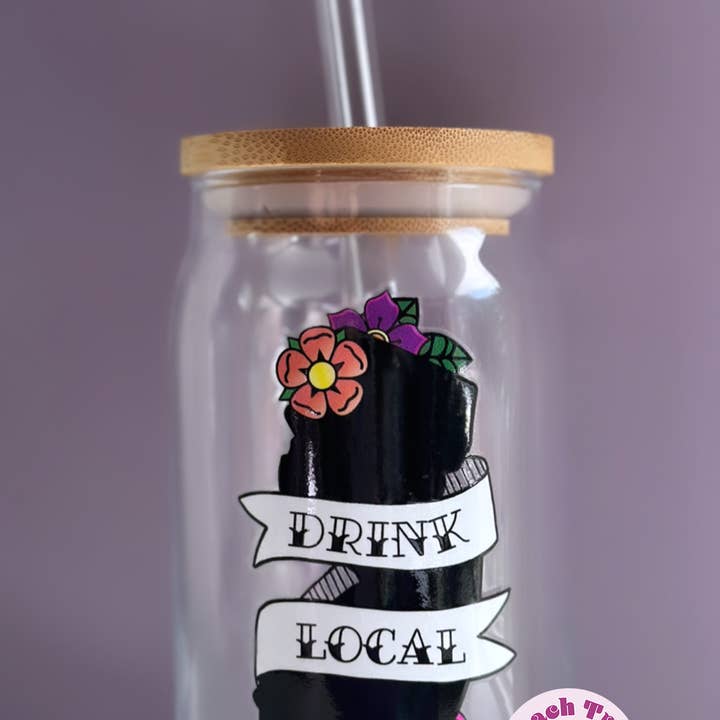 Peach Tree Design Shop – wholesale Drinking glass/cup – New Jersey Glass Cup, Drink Local NJ Craft Beer Distillery1