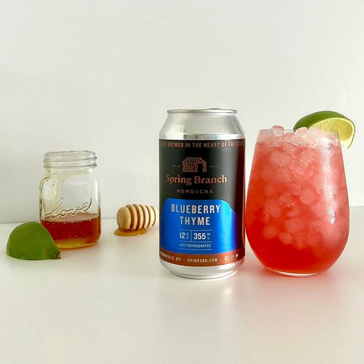 Spring Branch Kombucha - Wholesale Kombucha - Blueberry Thyme Kombucha - Low Sugar, Gluten-Free, 12 oz1