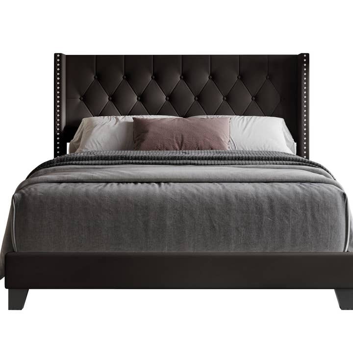 Home Design - Wholesale Bed - Homer Button-Tufted Wingback Upholstered Panel Bed Frame1