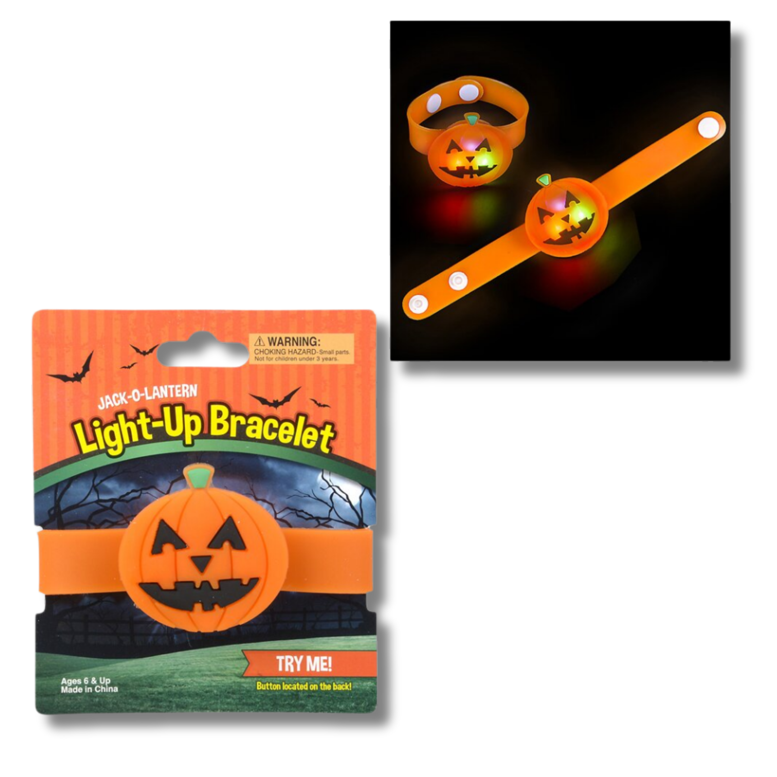 JSBlueRidge Toys – Großhandel Armreif – Baby – Kinder-Schnapparmband Kürbis mit Leuchtfunktion3