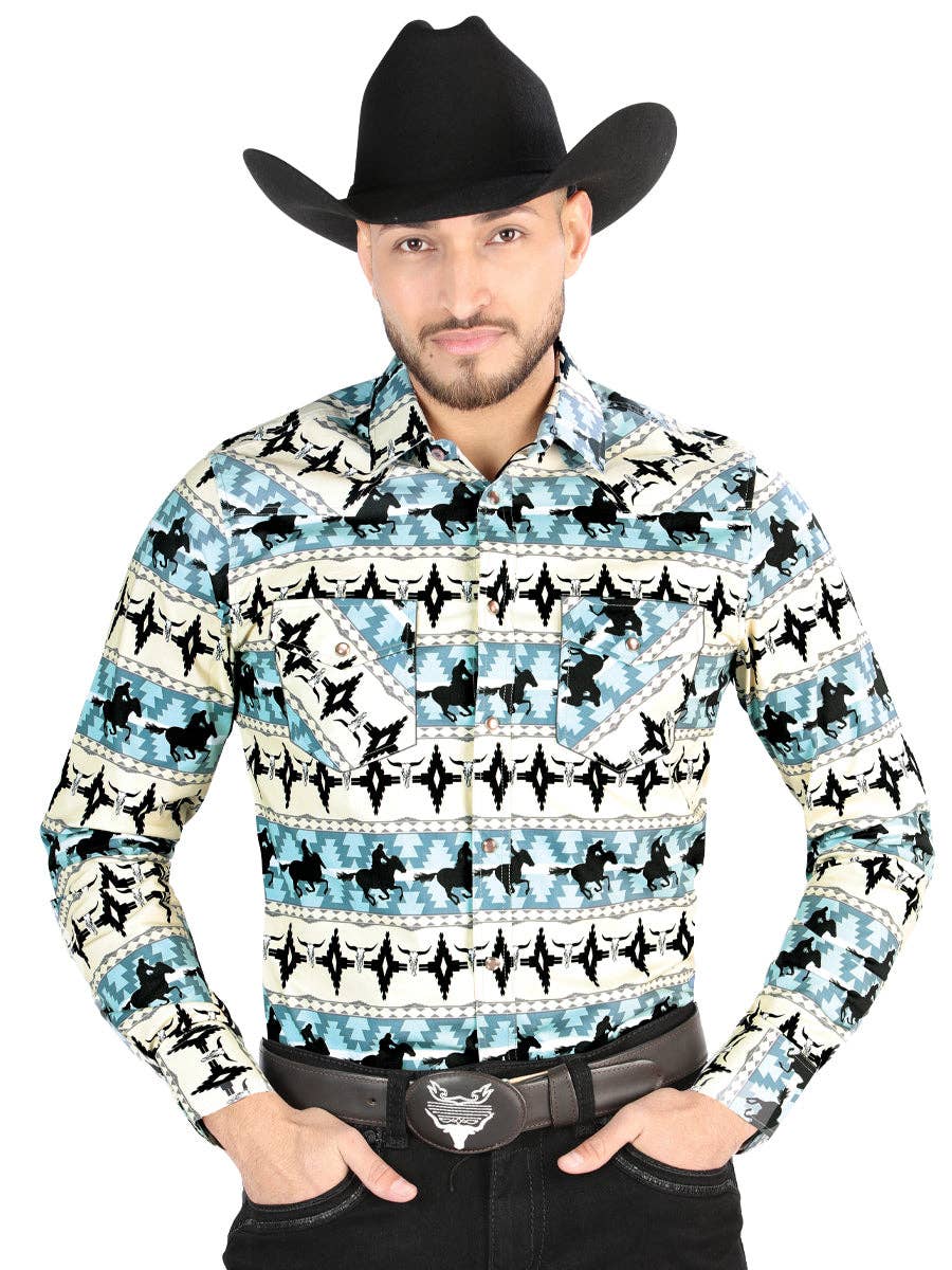 El General Western Wear - Wholesale Button Down Shirt - Men's - El General - Casual Long-Sleeve Shirt - Ivory 444780