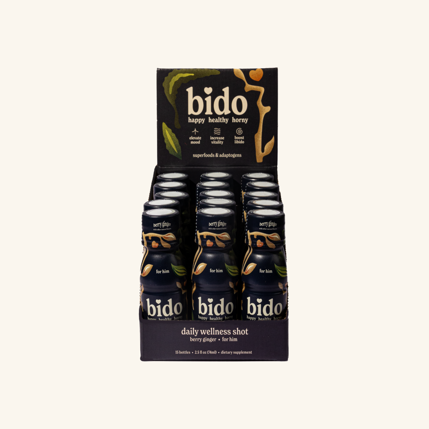 Bido – wholesale Wellness juice/tonic – Wellness Shots & Adaptogen Drinks | For Him (Berry Ginger)1