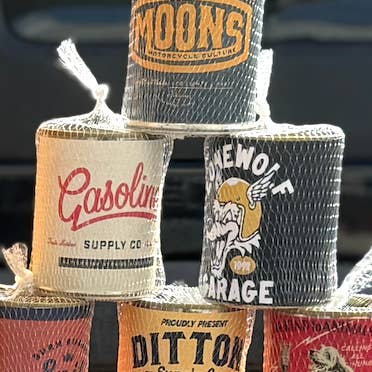DUDE Tin Candles (set of 6) for wholesale by Chicky Moo- Handmade Goods