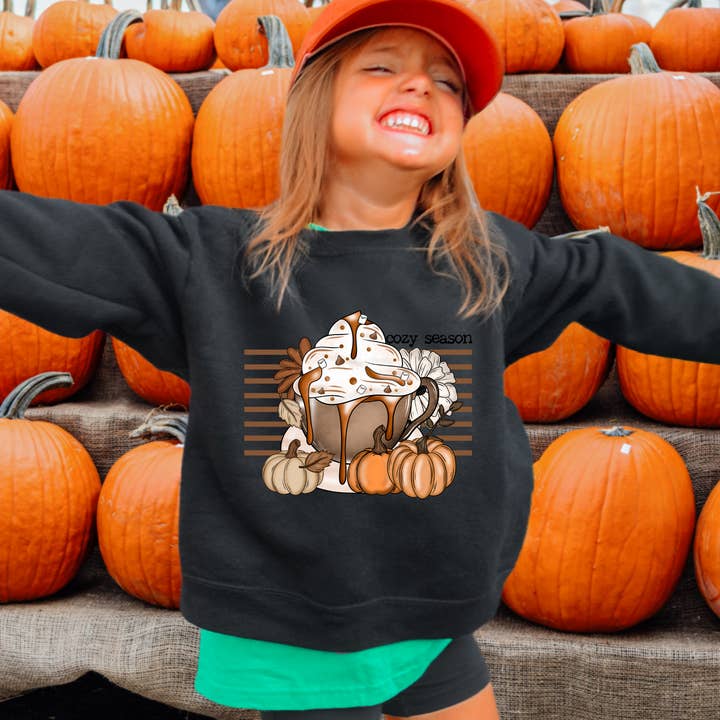 Cozy Season Cup Kids Sweatshirt for wholesale by ZZ Threadz