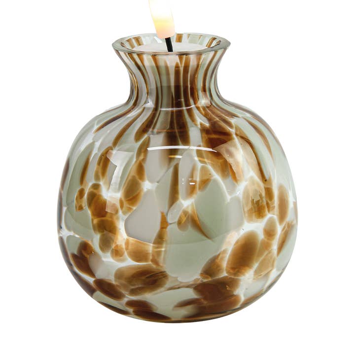 Khaki speckled ball LED decoration with batteries D9.5 H13.5cm for wholesale by Opjet Paris